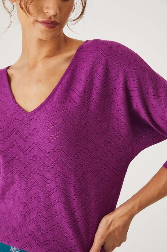 Sweter damski z fakturą kolor fioletowy RW24.SWD020 fioletowy