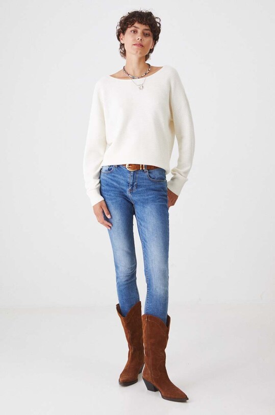 Sweter damski prążkowany kolor beżowy RW24.SWD033 beżowy RW24
