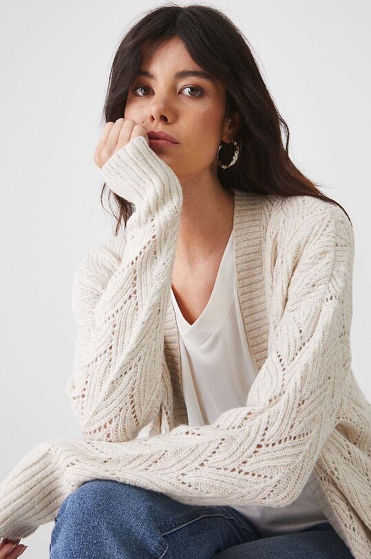 Kardigán dámsky azúrový béžová farba RW24.SWD041 béžová