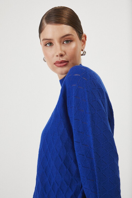 Sweter damski ażurowy kolor niebieski RW24.SWD062 niebieski