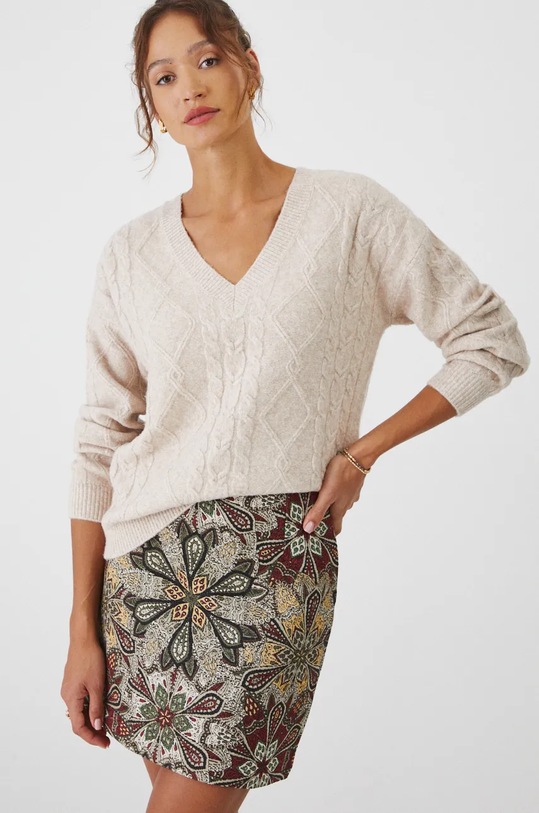 Свитер с примесью шерсти Medicine меланж бежевый RW24.SWD073