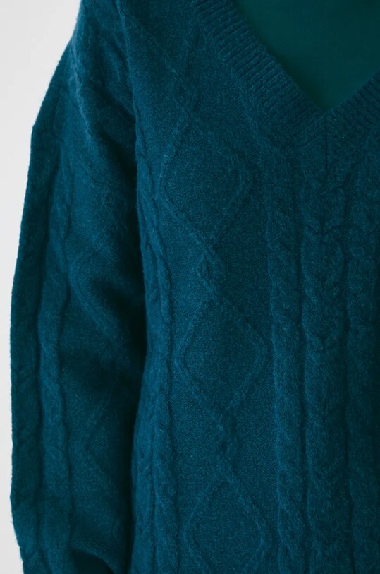 Sweter z domieszką wełny damski melanżowy kolor zielony RW24.SWD073