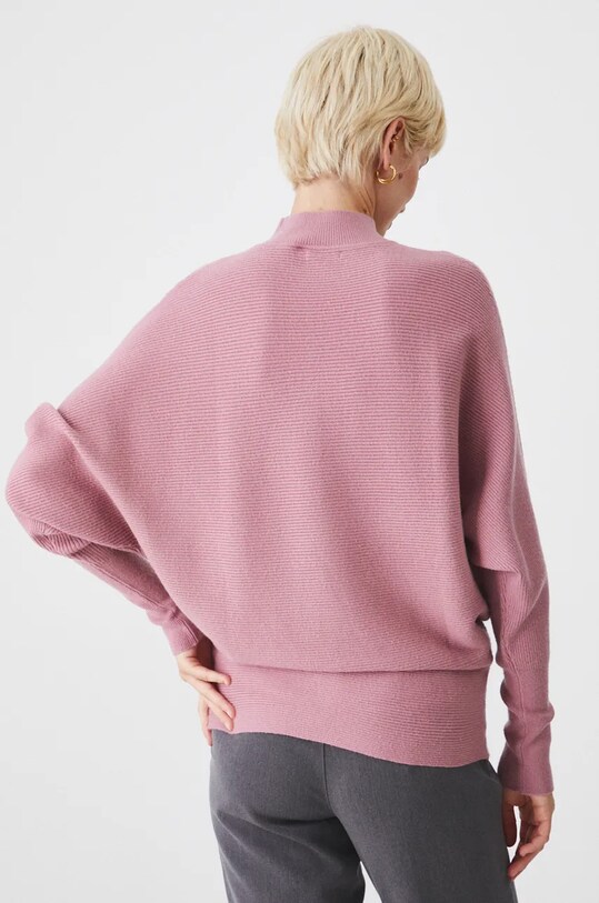 Odzież Sweter damski oversize prążkowany kolor różowy RW24.SWD074 różowy