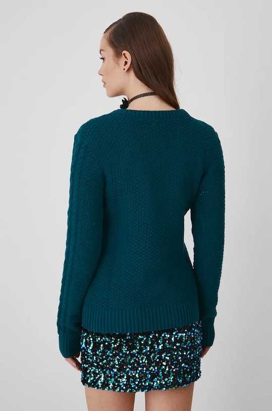 Odzież Sweter damski z warkoczowym splotem kolor zielony RW24.SWD0A1 turkusowy