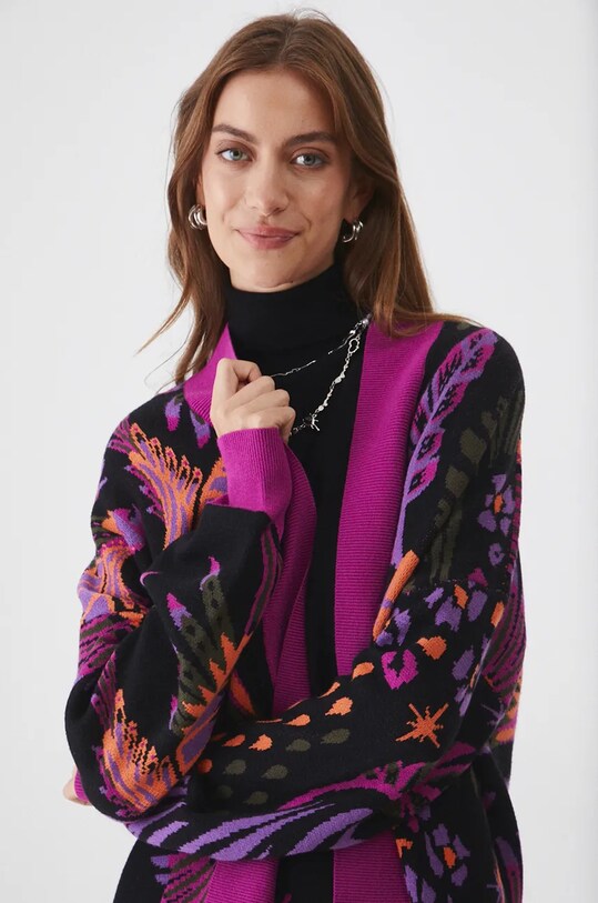 Kardigan damski wzorzysty kolor multicolor RW24.SWD603 multicolor