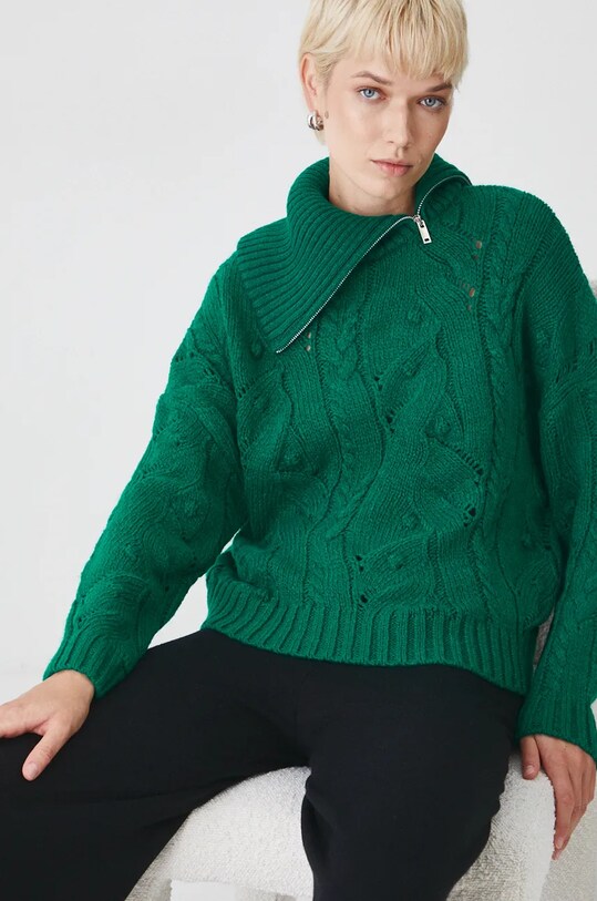 Sweter damski ażurowy kolor zielony RW24.SWD701 turkusowy RW24