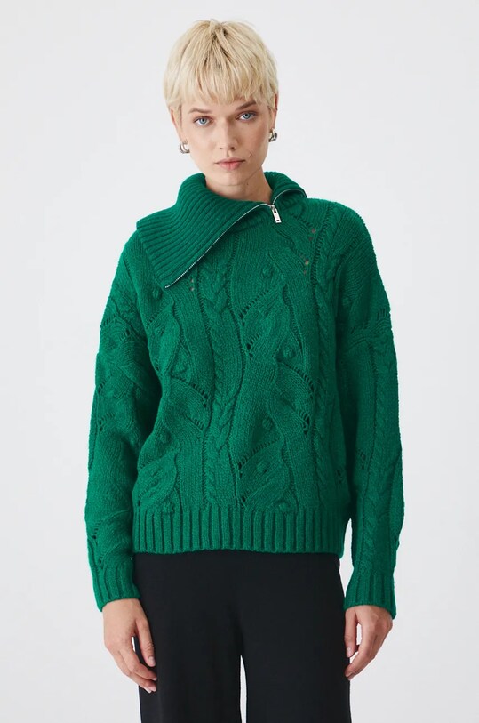 Sweter damski ażurowy kolor zielony turkusowy RW24.SWD701