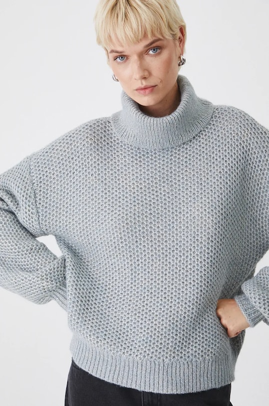 Sweter damski z golfem kolor szary pozostałe szary RW24.SWD708