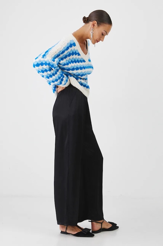 Sweter z domieszką wełny damski wzorzysty kolor niebieski RW24.SWD770 niebieski RW24