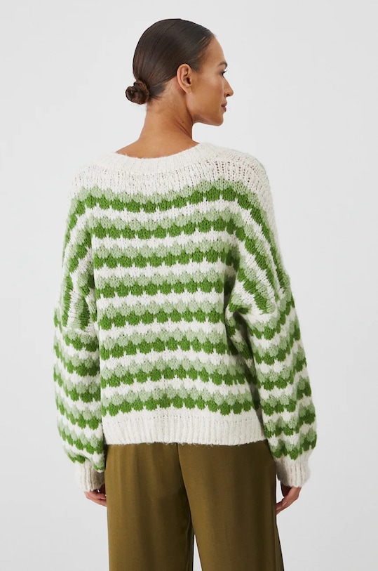 Odzież Sweter z domieszką wełny damski wzorzysty kolor zielony RW24.SWD770 zielony