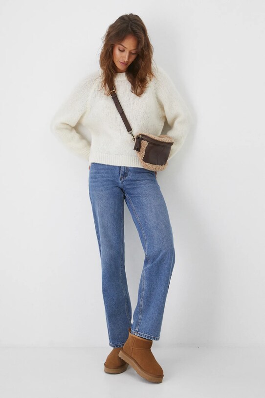 Sweter damski z wełną alpaki i wełną owczą kolor beżowy RW24.SWD776 beżowy RW24