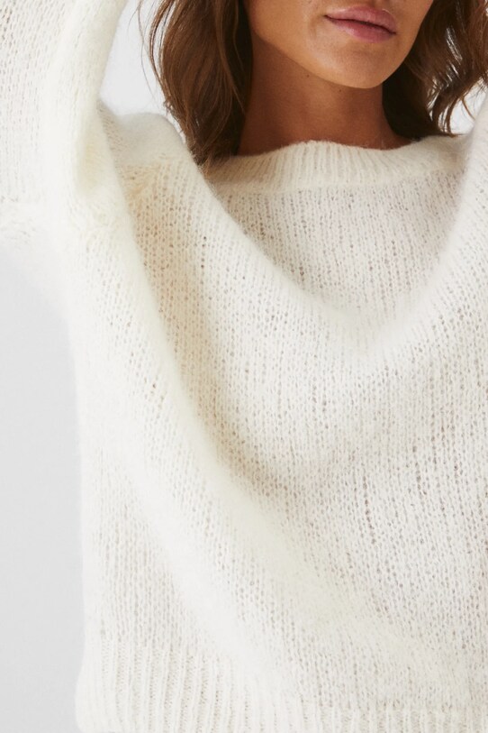 Sweter damski z wełną alpaki i wełną owczą kolor beżowy RW24.SWD776