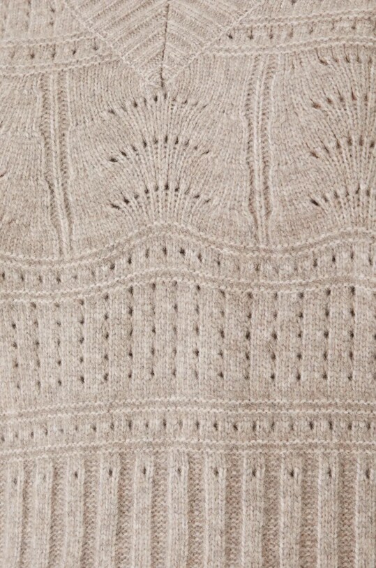 Sweter z domieszką wełny damski ażurowy kolor beżowy RW24.SWD806