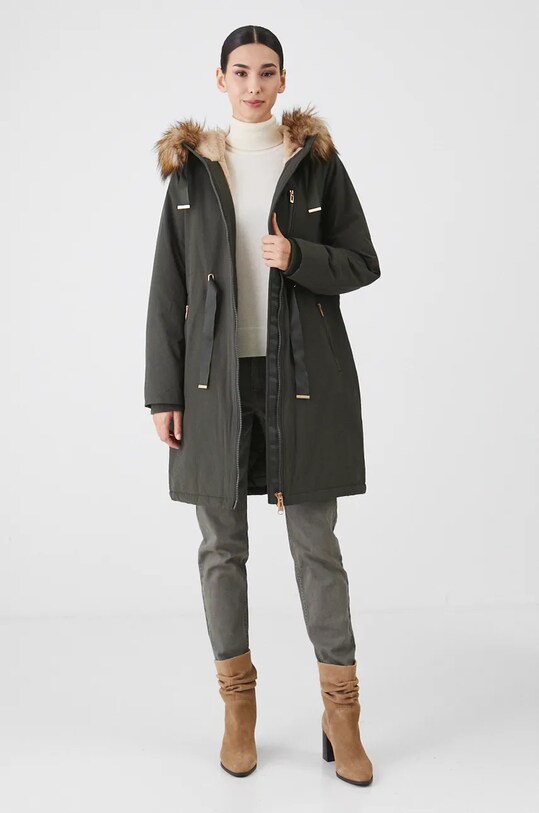 Sweter z wełny merino damski gładki kolor beżowy RW24.SWD809 beżowy RW24