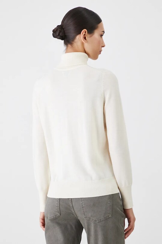 Odzież Sweter z wełny merino damski gładki kolor beżowy RW24.SWD809 beżowy