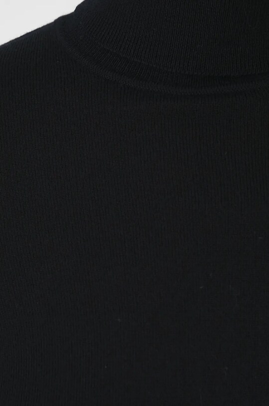 Sweter z wełny merino damski gładki kolor czarny RW24.SWD809 czarny