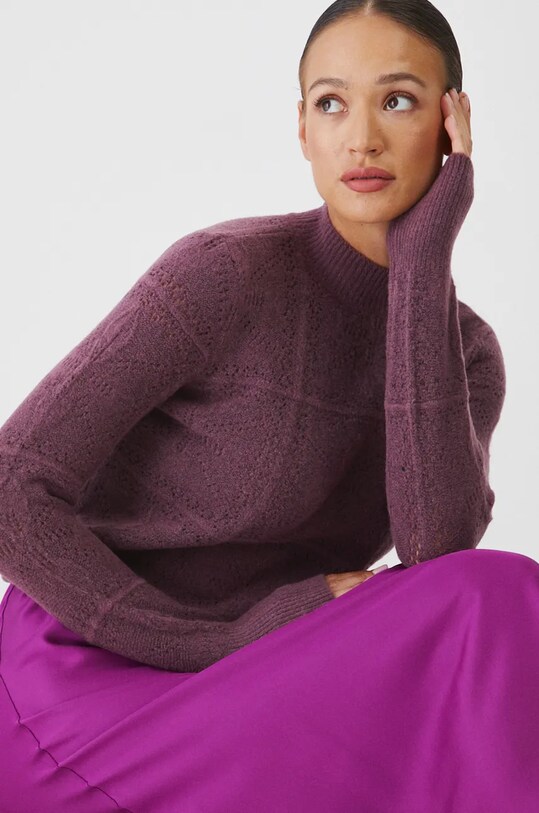 Sweter damski ażurowy kolor fioletowy RW24.SWD810 fioletowy