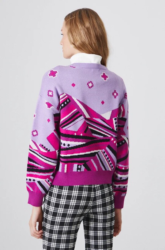 Odzież Sweter damski wzorzysty kolor różowy RW24.SWD900 fioletowy