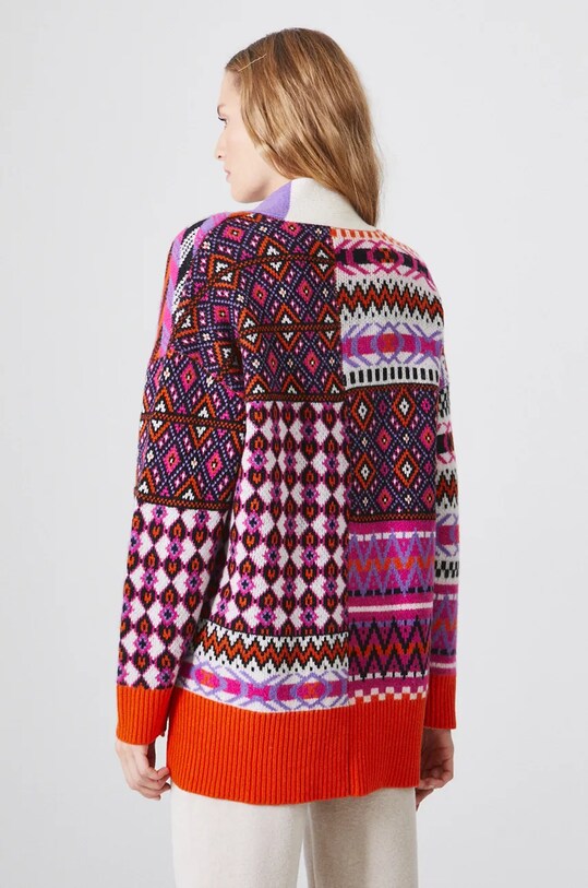 Odzież Kardigan wełniany damski wzorzysty kolor multicolor RW24.SWD902 multicolor