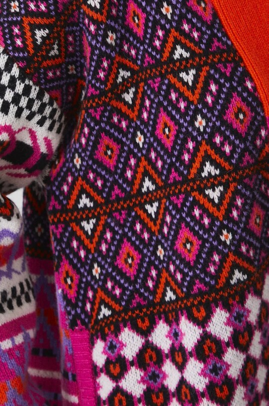 Kardigan wełniany damski wzorzysty kolor multicolor RW24.SWD902