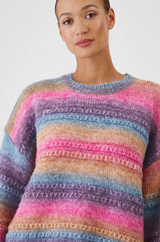 Sweter damski wzorzysty z fakturą kolor multicolor RW24.SWD985 multicolor
