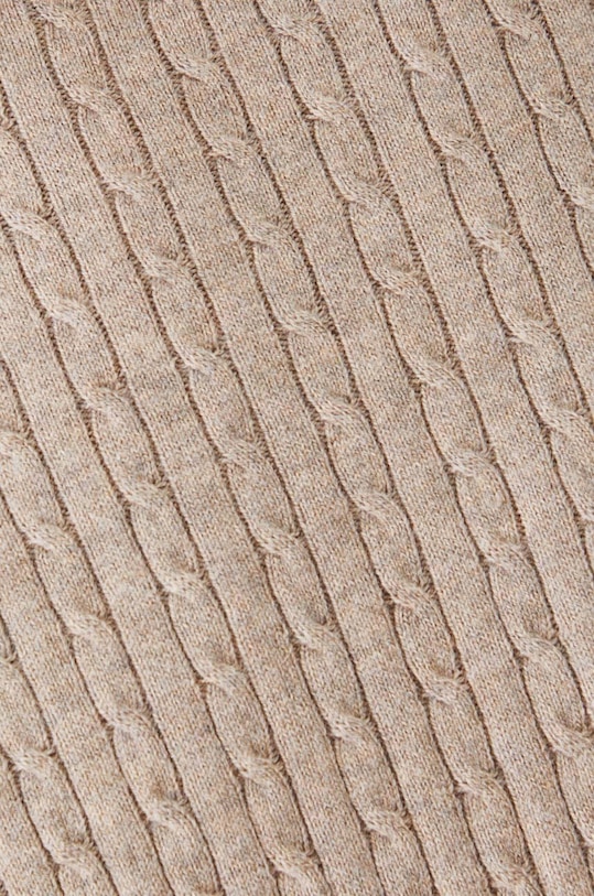 Sweter z domieszką wełny męski z warkoczowym splotem kolor beżowy RW24.SWM040