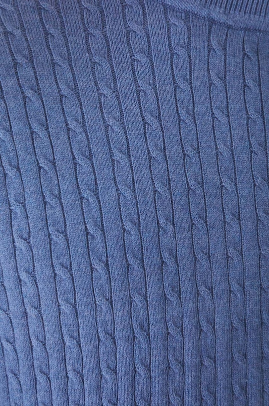 Sweter z domieszką wełny męski z warkoczowym splotem kolor niebieski RW24.SWM040 niebieski