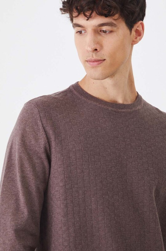 Sweter męski z fakturą kolor brązowy brązowy RW24.SWM042