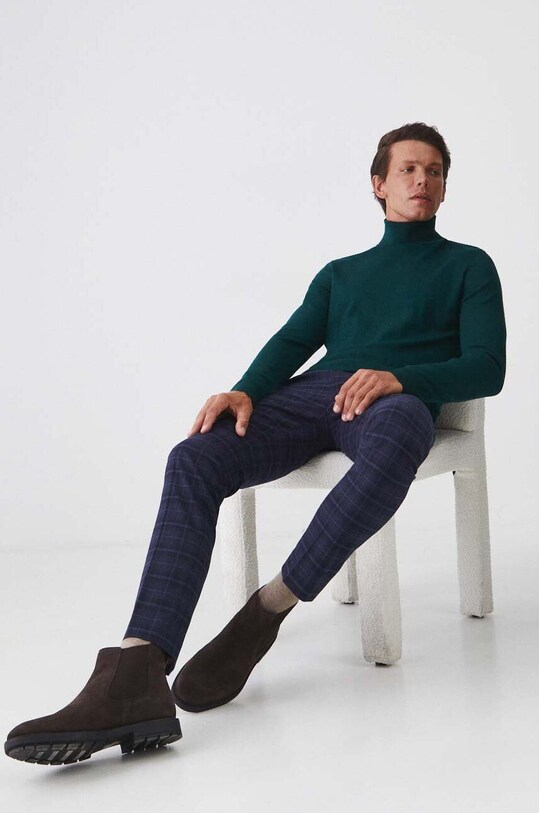Sweter męski z golfem kolor zielony zielony RW24.SWM051