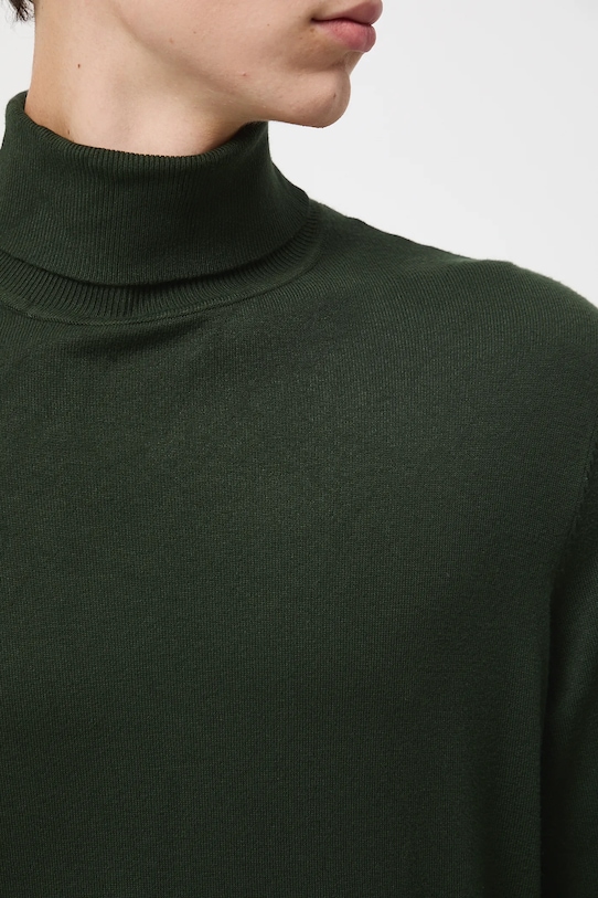 Sweter męski z golfem gładki kolor zielony RW24.SWM051 zielony
