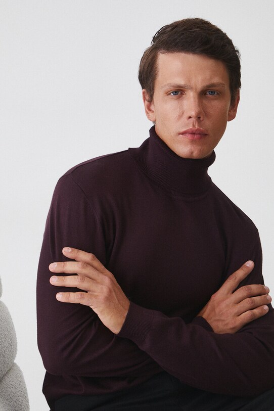 Sweter męski z golfem kolor bordowy RW24.SWM051