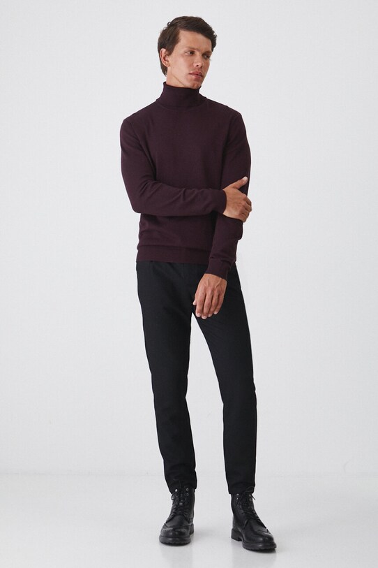 Sweter męski z golfem kolor bordowy RW24.SWM051