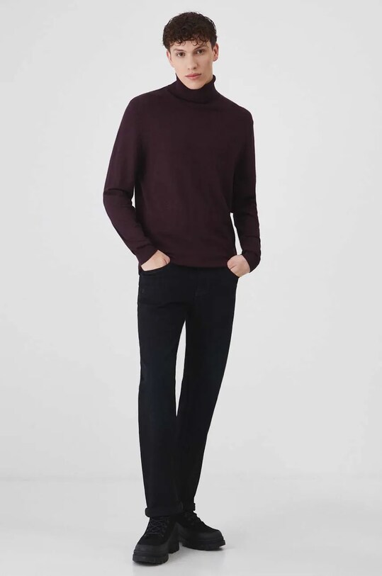 Sweter męski z golfem kolor bordowy RW24.SWM051 bordowy RW24