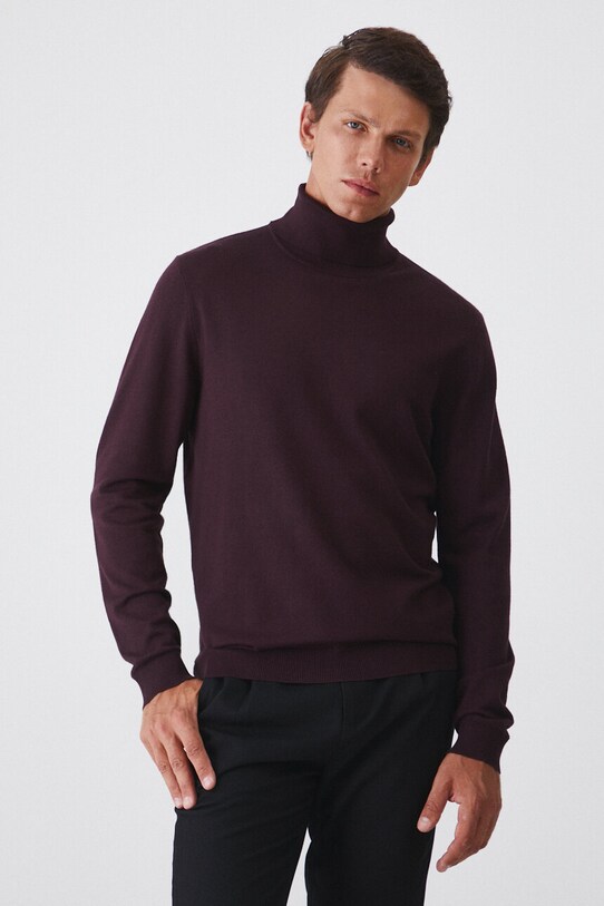 Sweter męski z golfem kolor bordowy RW24.SWM051