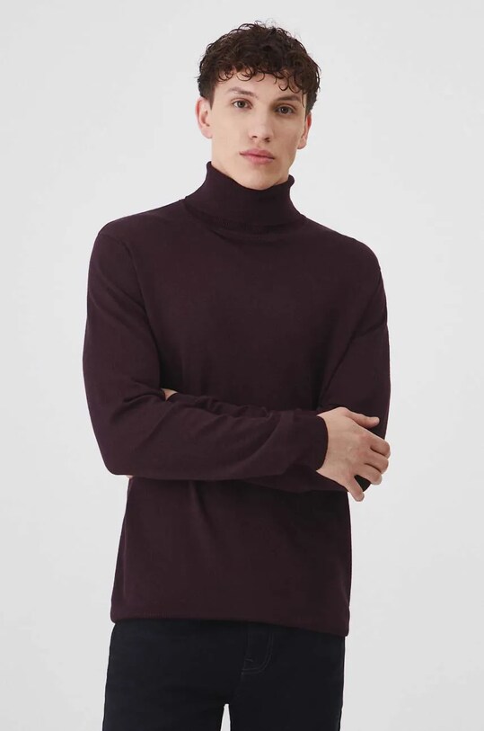 Sweter męski z golfem kolor bordowy bordowy RW24.SWM051