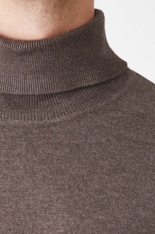 Sweter męski z golfem kolor brązowy RW24.SWM051 brązowy