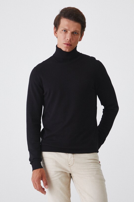 Sweter męski z golfem kolor czarny RW24.SWM051 czarny RW24
