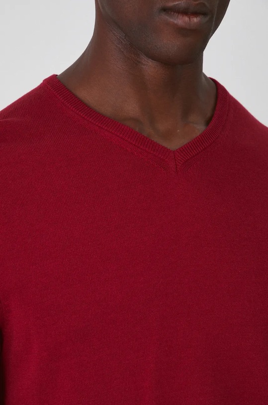 Bavlnený sveter bordová farba RW24.SWM090 červená