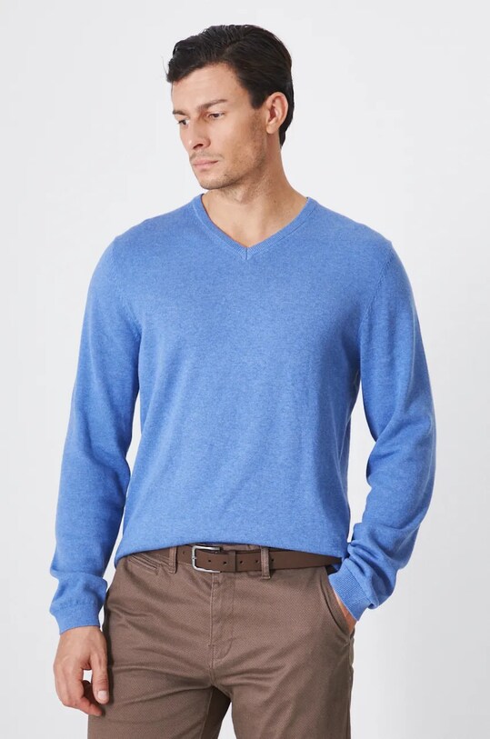 Sweter bawełniany męski kolor niebieski niebieski RW24.SWM090
