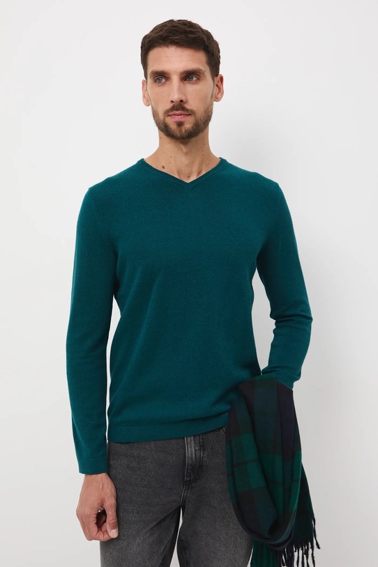 Sweter bawełniany męski melanżowy RW24.SWM090 turkusowy RW24