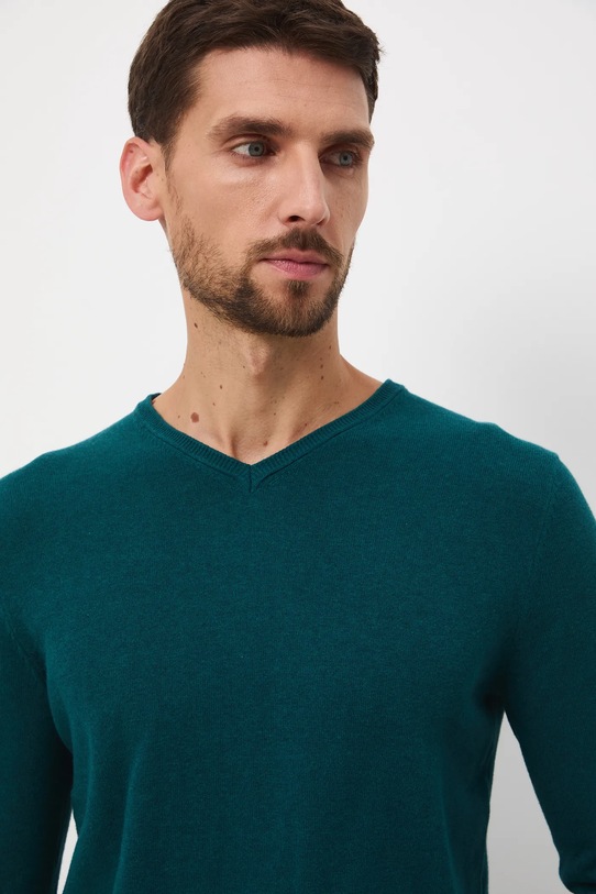 Sweter bawełniany męski melanżowy turkusowy RW24.SWM090