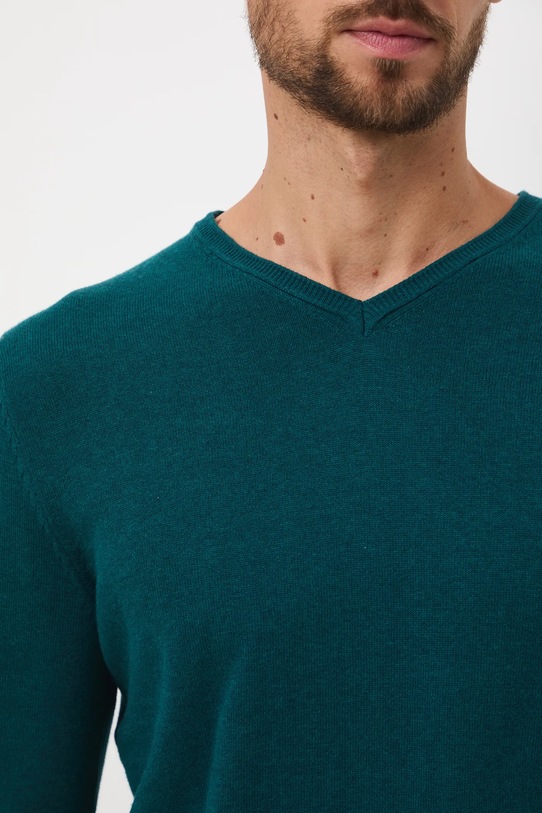 Sweter bawełniany męski melanżowy RW24.SWM090 turkusowy
