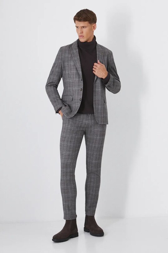 Sweter bawełniany męski z golfem kolor brązowy RW24.SWM091 brązowy RW24