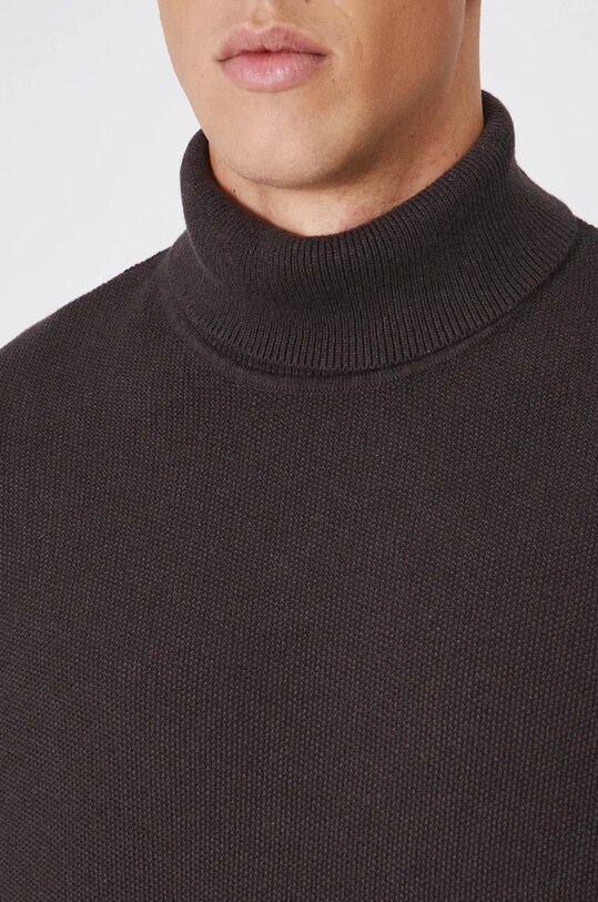 Sweter bawełniany męski z golfem kolor brązowy RW24.SWM091 brązowy