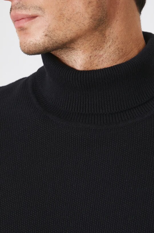 Sweter bawełniany męski z golfem kolor czarny RW24.SWM091 czarny