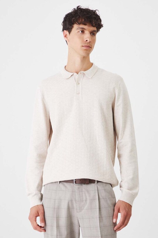 Sweter męski z fakturą kolor beżowy beżowy RW24.SWM403