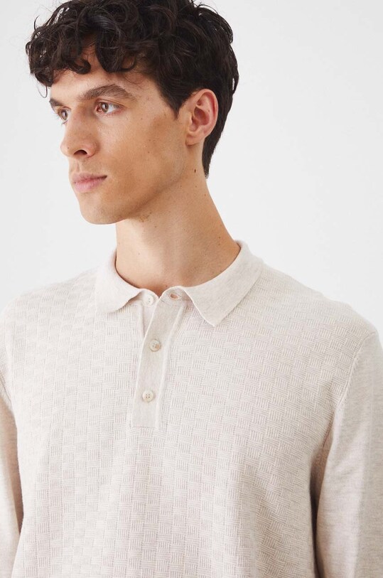 Sweter męski z fakturą kolor beżowy RW24.SWM403 beżowy