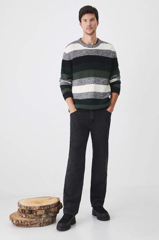Sweter męski w pasy kolor zielony RW24.SWM704 zielony RW24