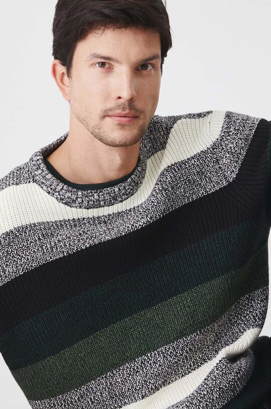 Sweter męski w pasy kolor zielony zielony RW24.SWM704