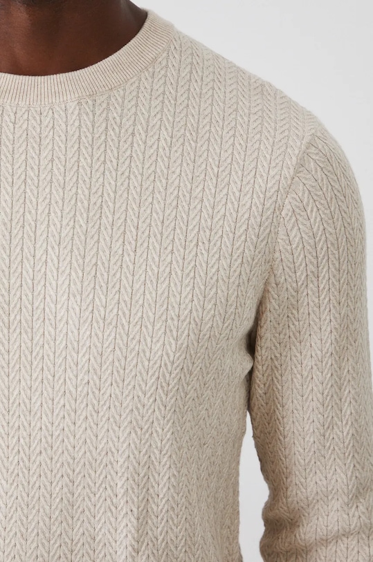 Sweter męski z wiskozą z fakturą kolor beżowy RW24.SWM801 beżowy